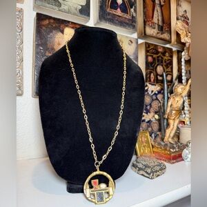 Vintage Terra Sancta Israel Communion Chalice Altar Pendant Necklace 24”